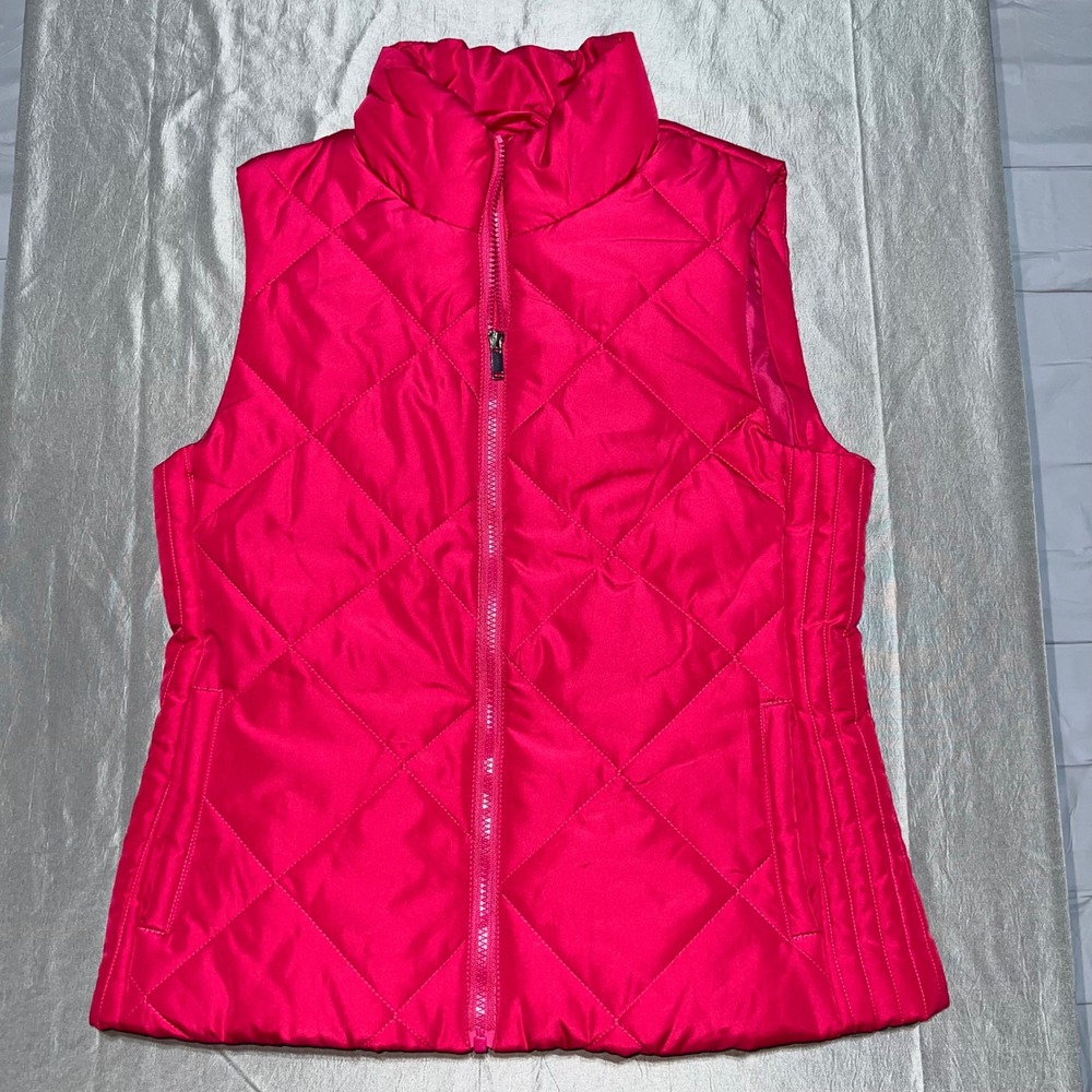 New York & Company Womens Hot Pink Quilted Puffer Vest Zip Up Size M CN100438